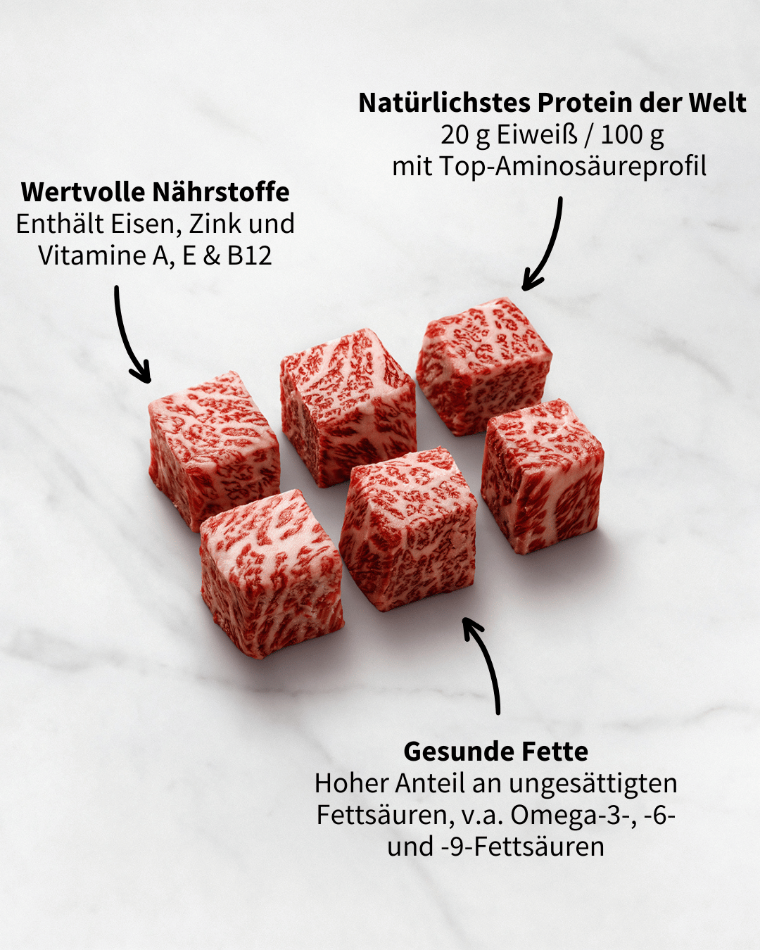 Gesunde Fette Wagyu Cubes